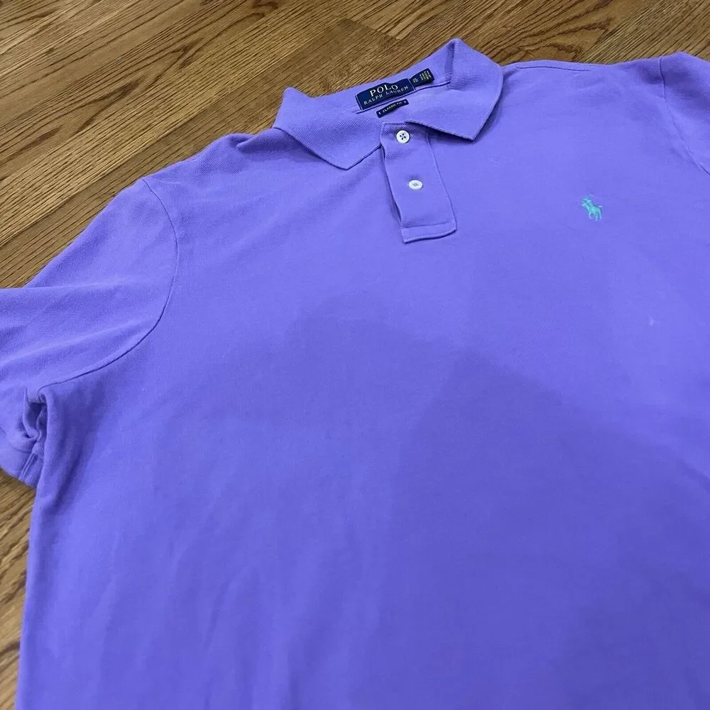 Polo‎ Ralph Lauren Mens Polo Shirt Extra Large Purple Short Sleeve Green Pony